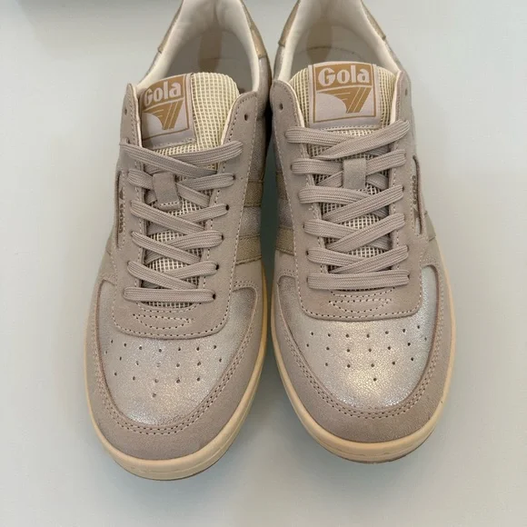 Gola Tan and Silver Sneakers Retro-Inspired Suede Mesh - Picture 2 of 4